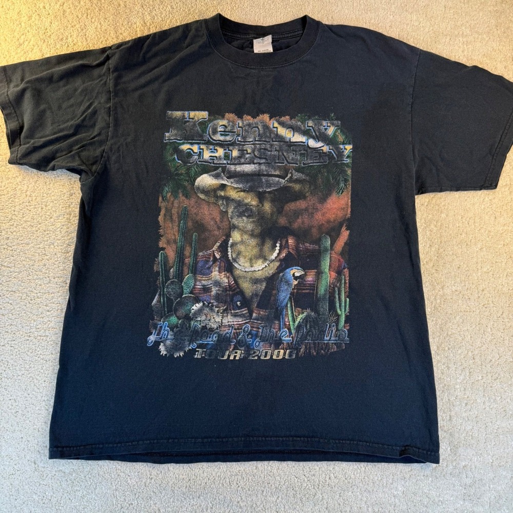 VTG Y2K Kenny Chesney The Road The Radio Tour 2006 T Shirt Mens XL Concert Merch